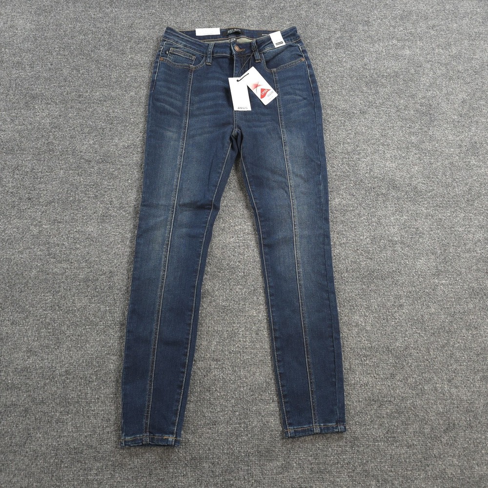 Judy Blue Jeans Womens 7/28 Dark Wash Mid Seam High Rise Skinny Stretch Denim